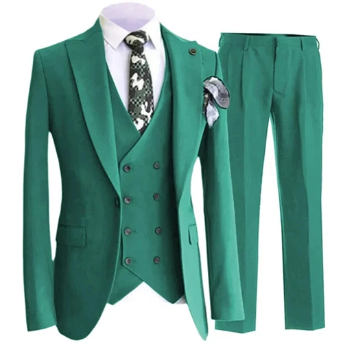 Pants Vest Men Suits Dress 3 Piece Set Male Blazers Wedding Jacket Coat Trousers - Picture 7 of 50