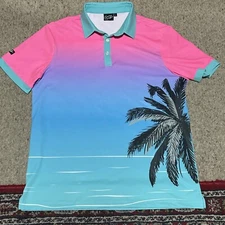 Sunday Swagger Men’s Large Golf Polo Shirt West Palm Miami Vice