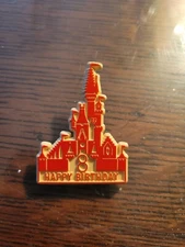 Vintage 1979 Disney 8th Happy Birthday Castle Cast Member Plastic Pin