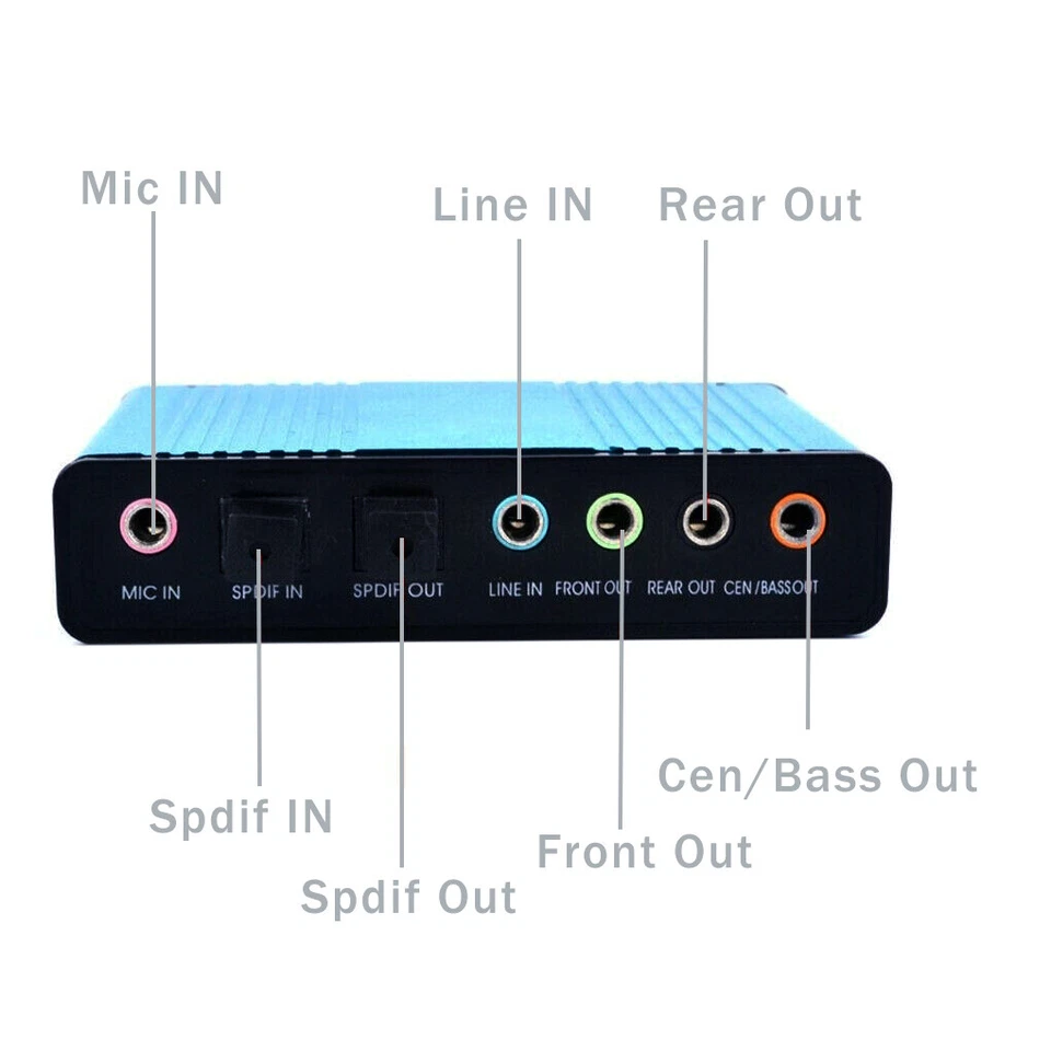 Adaptador de tarjeta de sonido USB externo de 6 canales 5.1 audio óptico computadora portátil notebook PC Foto 3 de 4