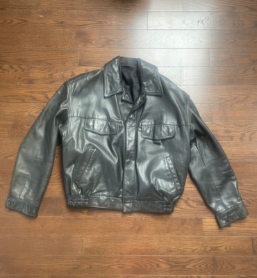 Vintage Leather Blouson German Polizei Jacket Medium Black | eBay
