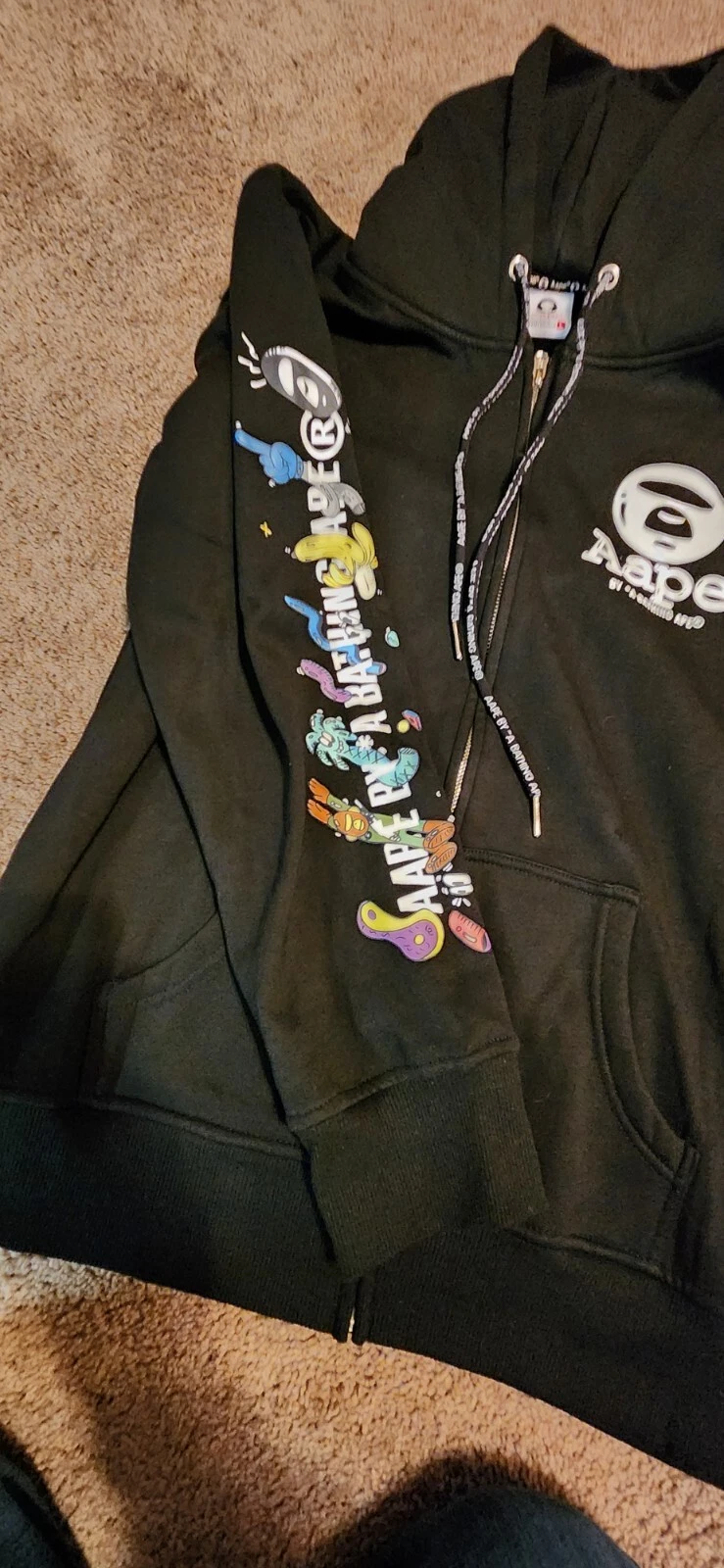 A BATHING APE (BAPE) Felpa con cappuccio uomo Aape x Steven Harrington taglia Large nera una scimmia da bagno