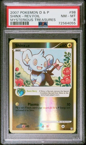 Pokemon Card Shinx 98/123 Reverse Holo Mysterious Treasures PSA 8 NM-MT