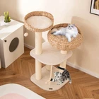 Petsjoy 41" Hand-Made Cat Tree Tower Natural Bowl Shaped w/ 2 Perch
