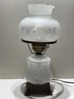 Vintage Milk Glass Embossed Roses 17.5" Duplex Lamp 3-way Works