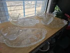 Vintage 8 Piece Anchor Hocking Snack Plates W/cups Grape Pattern Original Box