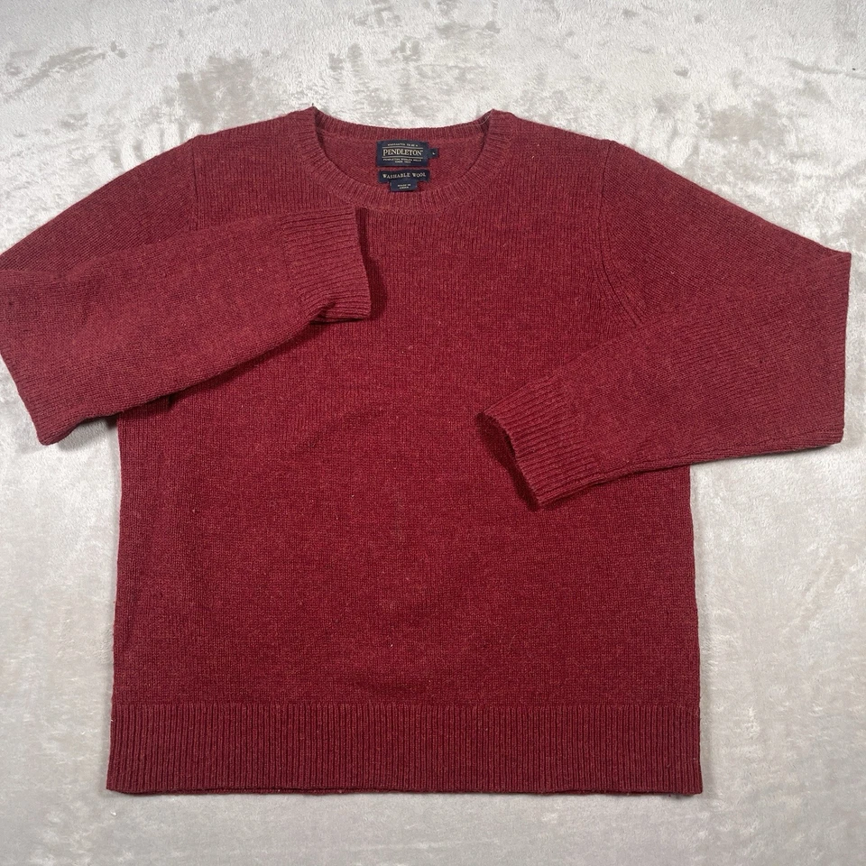 Pendleton Sweater Mens Medium/Large Shetland Wool Crewneck Pullover Red - Image 2 of 4