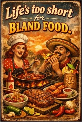 Life��s Too Short For Bland Food Vintage Tin Sign Spicy Kitchen Wall Decor Metal