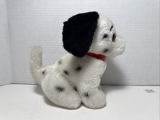 Vtg R Dakin Seated Puppy Dog Plush Stuffed Animal 9  1977 Dalmatian Red Collar