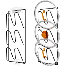 6-Tier Pot Lid Organizer Rack for Cabinet Door or Wall Mount, Adhesive Mounting