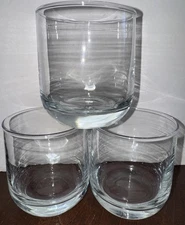 3X Crisa Stemless Crystal Wine Glasses VTG Hand Blown Clear Heavy Base 10oz