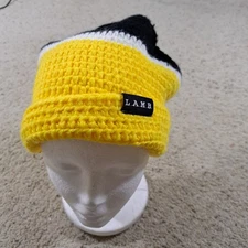 Gwen Stefani L.A.M.B Knit Beanie Skullcap Yellow Black White