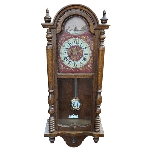 Hebro Dutch Frysk Chêne Et Peint Moulin A Vent Horloge Murale - Photo 1 sur 8