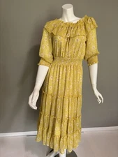 FATE Off Shoulder Maxi Dress in Yellow/Pink Floral Multi Size S