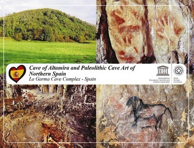 Postcard Spain Altamira Cave & Paleolithic Cave Art La Garma Cave UNESCO MINT