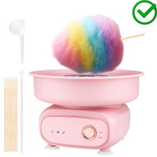 Pink cotton candy maker for children, 500W power.
