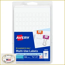 Avery Removable Multi-Use Labels 5/16 x 1/2 White Non-Printable 1100/Pack