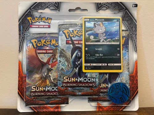 Pokemon TCG: Sun & Moon Burning Shadows 3 Booster Pack Blister Meowth - Sealed