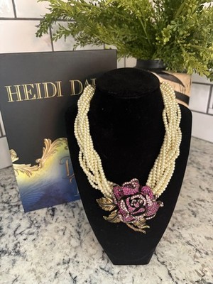 Heidi Daus Rose Elegance Multi Strand Pearl Torsade Statement Necklace! Perfect!