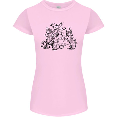 Tortoise Mushrooms Nature Mycology Womens Petite Cut Maglietta