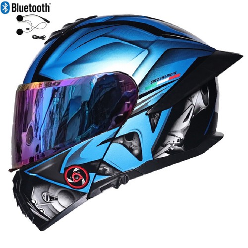 DOT Bluetooth Flip Up Motorcycle helmet Dual Lens Motorbike Modular Helmet - Picture 41 of 60