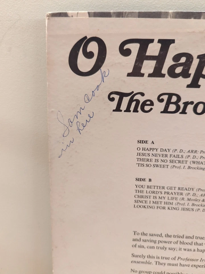 Виниловая пластинка Sam Cooke - The Brockington Ensemble O Happy Day Gospel христианская - Изображение 3 из 4