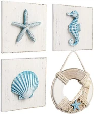 Door Wall Decor Plaques Bar Pub Poster Home Decor 3D Seashell Starfish Seahorse