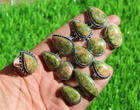 Natural Unakite Jasper Gemstone 925 Sterling Silver Plated Handmade Lot Rings