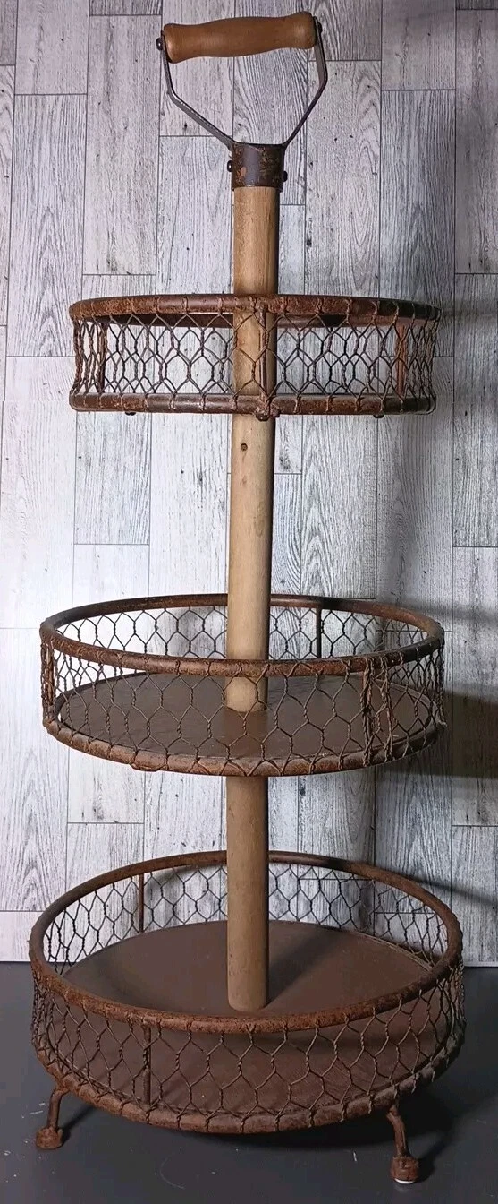 3 Tier Rustic Country Farmhouse Shelf / Tray Stand Kitchen Decor
