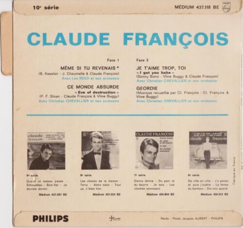 CLAUDE FRANCOIS MEME SI TU REVENAIS FRENCH ORIG EP POCHETTE GLACEE RECTO / VERSO - Photo 1/2