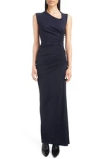 ATLEIN Marine Navy Italian Jacquard Jersey Bodycon Maxi Gown Dress 4 US S = 36FR