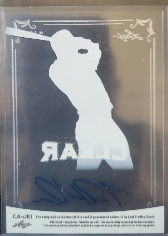 /5 Jarred Kelenic 2018 Leaf Trinity Clear Auto X RC - Image 2 of 2