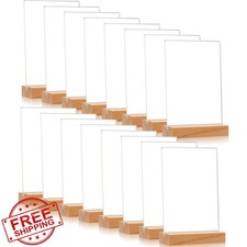 Vinsot 24 Pack 4x6 Clear Acrylic Sign Holders Wood Base
