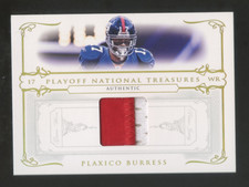 2007 NATIONAL TREASURES PLAXICO BURRESS GAME WORN PATCH 2 COLOR GOLD #ED 16/25
