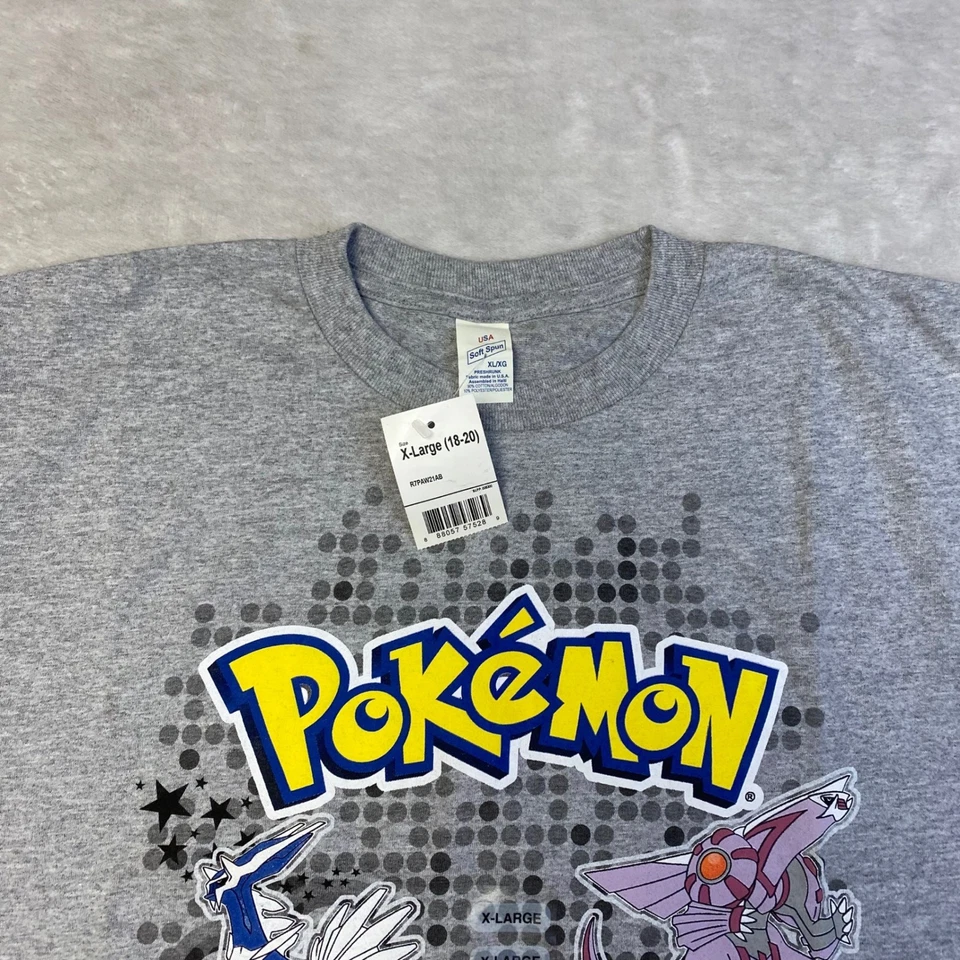 Vintage Pokemon T Shirt Gray XL Kids Palkia Dialga Infernape Empoleon Piplup - Image 2 of 4