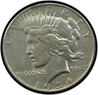 1934-S Peace Dollar AU, Light Cleaning