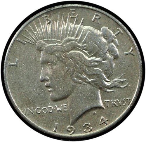1934-S Peace Dollar AU, Light Cleaning