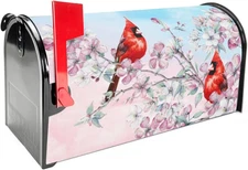 Magnetic Mailbox Cover - 21" x 18" Decorative Post Letter Box Cadinals 21×18in