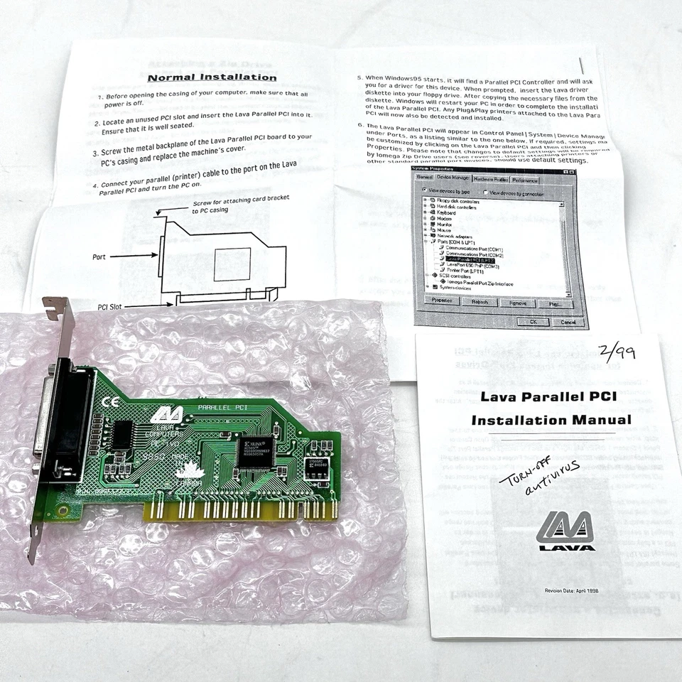 Parallel PCI Adapter by Lava MOKO L72.1 Vintage 1998 Original Box SHIPS FAST - Image 3 of 4