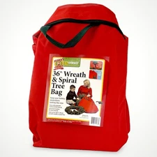EZ Storage 36" Wreath & Spiral Tree Bag — Heavy Duty Polyester — Red