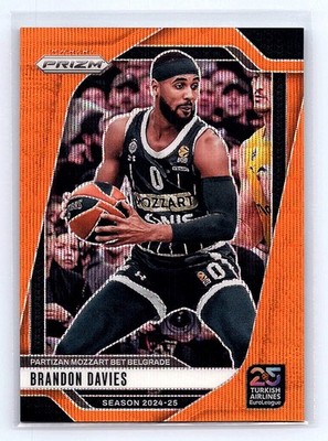 Brandon Davies 2024-25 Panini Prizm EuroLeague #160 Orange Wave Prizms #/60