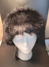 Adrienne Landau Black Faux Fur Hat NWT  "One Size Fits Most"