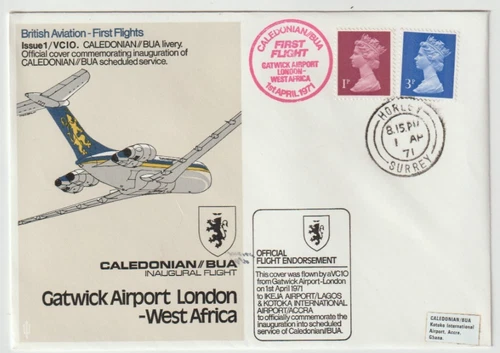 1/4/1971 UK GB Flown Cover - Caledonian/BUA Inaugural Flight - London - West Afr