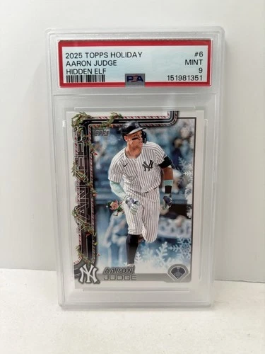 2025 Topps Holiday Baseball Aaron Judge Hidden Elf SP PSA 9