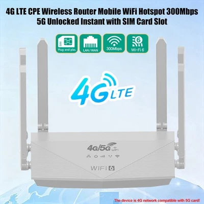 4G LTE WLAN Router Wireless WiFi6 300Mbps CPE Router mit SIM Kartensteckplatz# - Bild 1 von 4