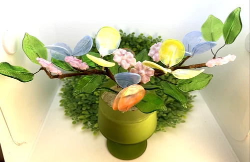 Vintage Italian Murano Venetian Art Glass Flower arrangement Planter Wired