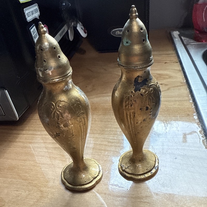 VNT Salt & Pepper Shakers, Made In The USA, 803, Brass 