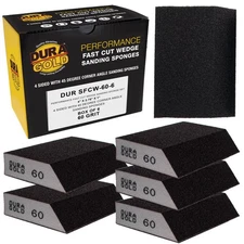 60 Grit Hand Sanding Block Sponges Angled Edge, Box of 6 - 3.9" x 2.75" Wet/Dry
