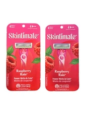 2 Pack - Skintimate Raspberry Rain 4 Blade Disposable Razors Scented 4ct