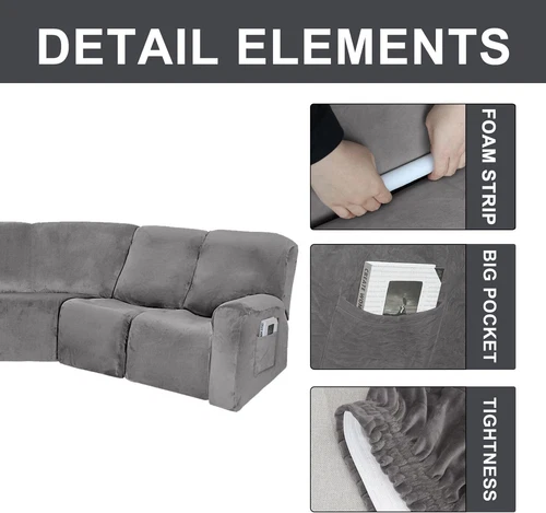 Anbausofabezug 5-Sitzer Ecksofa Couch Schonbezug Stretch Möbelbezug - Bild 11 von 134